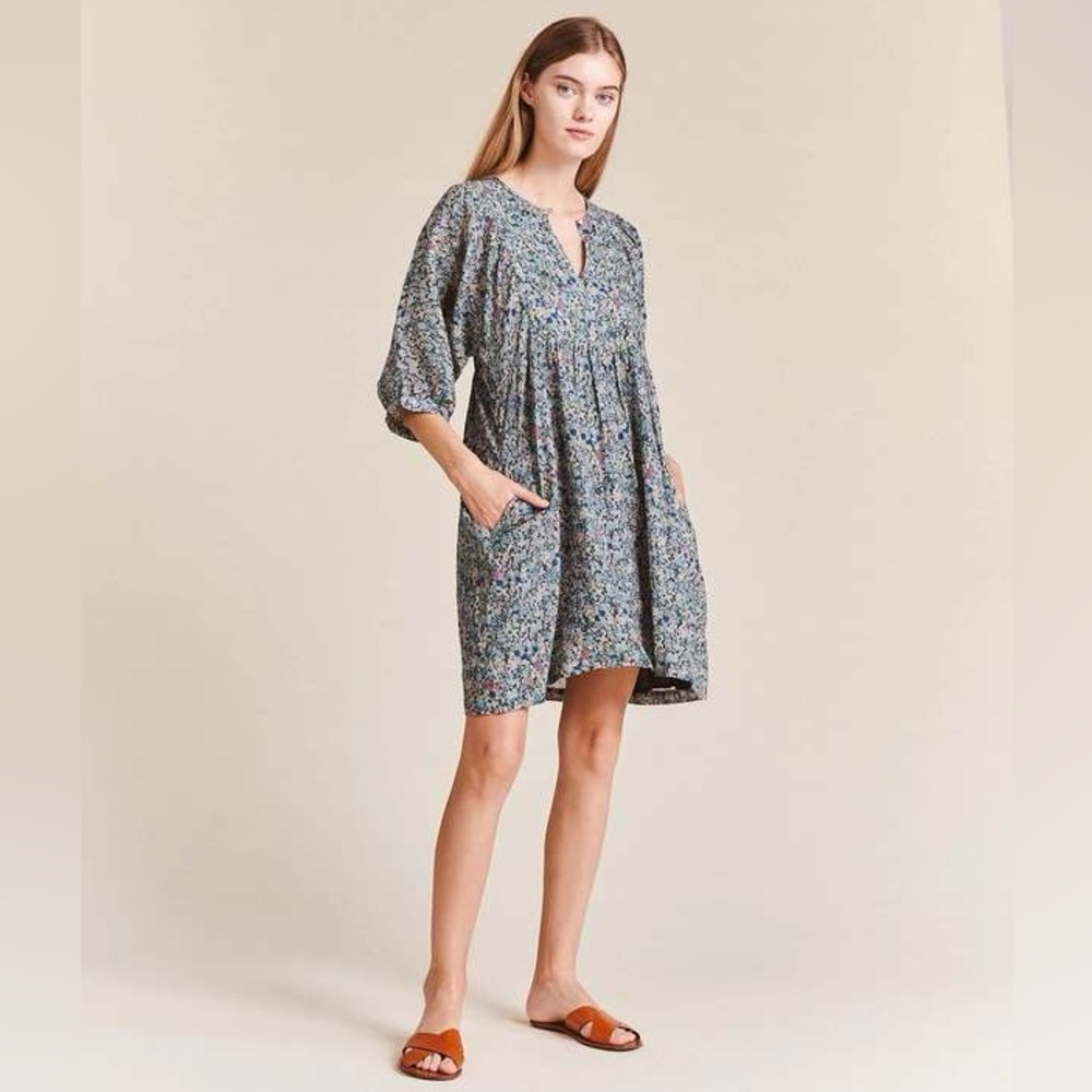 Trovata Paola Shift Dress Ditzy Floral Blue, Sz Medium